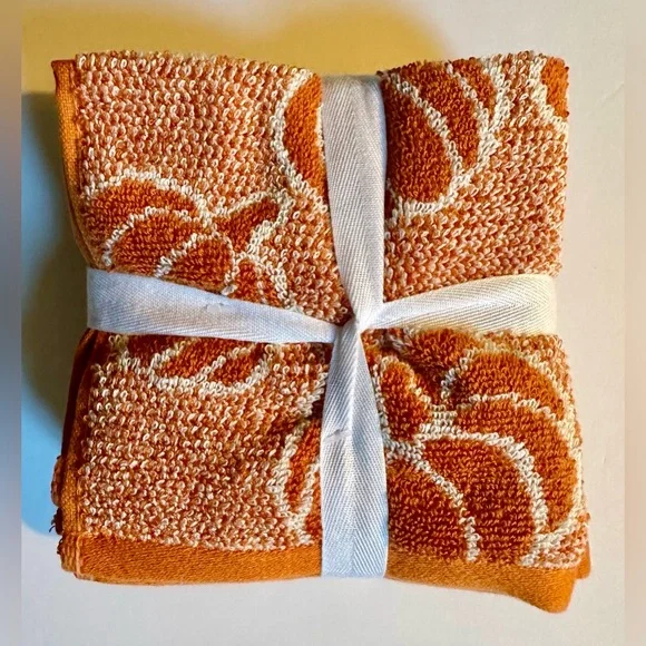 8pc Deborah Connolly Pumpkin Print Bath Towel Set With Fringe - Pump Min…